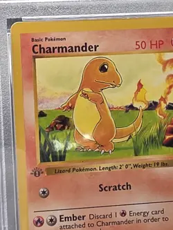 PSA 6 1999 1st Edition Shadowless Base Charmander 46/102 WOTC Pokemon Grey STAMP - Image 2