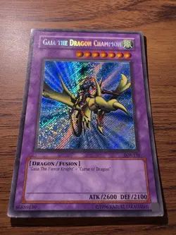 Gaia The Dragon Champion LOB-125 Secret Rare Holo Yugioh Card 2002 - Image 1