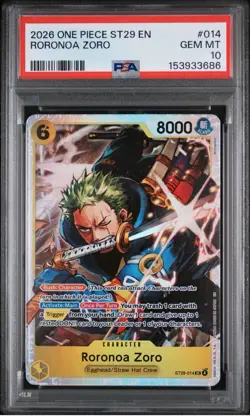 2026 ONE PIECE ST29-014 ENGLISH RORONOA ZORO SR PSA 10 Free Shipping USA Seller - Image 1