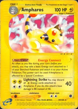 Ampharos 34/165 Rare Expedition Pokemon Card MP - Image 1