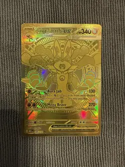 Mega Lucario Ex 188/132 Mega Evolution Gold Hyper Rare Pokemon TCG Card English - Image 1