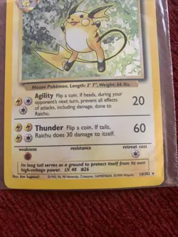 Raichu 14/102 - Base Set Unlimited - WOTC Holo Rare Pokemon Card - Vintage - Image 3