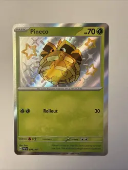 Pineco 099/091 Shiny Rare Holo 2024 Pokemon Paldean Fates Shiny Card NM - Image 1