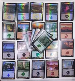 MTG Foil Basic Lands Lot Of 25 NM English Magic The Gathering (25) - Image 2
