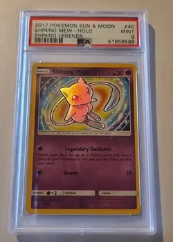 2017 Pokemon Sun and Moon Shining Legends Holo Shining Mew #40 PSA 9 - Image 1