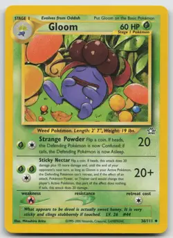 Pokemon Card Gloom Uncommon Neo Genesis 036/111 - Image 1