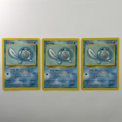 Pokemon TCG Poliwag Base Set #59/102 3-Card Lot WOTC Vintage 1999 - Image 1