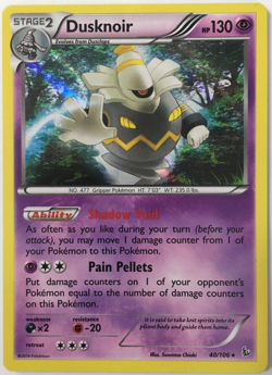 POKEMON DUSKNOIR 40/106 XY FLASHFIRE RARE HOLO NEAR MINT - Image 1