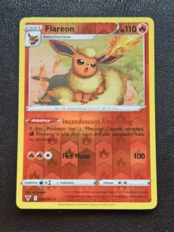 Flareon 026/185 Rare Vivid Voltage Pokemon Reverse Holo Near Mint - Image 1