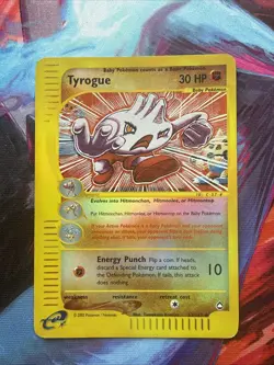 Tyrogue 63/147 Aquapolis 2002 Reverse Holo Pokemon Card TCG Tomokazu Komiya LP+ - Image 1