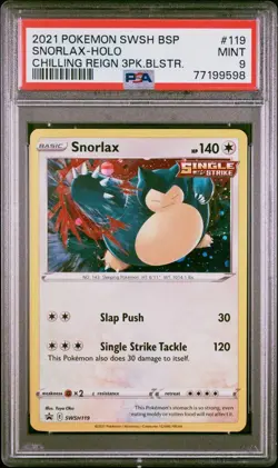 PSA 9 Mint Pokemon Snorlax SWSH119 Chilling Reign Blister Black Star Promo Holo - Image 1
