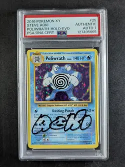 2016 Pokemon POLIWRATH #25/108 XY Evol. Hard Signed By STEVE AOKI PSA AUTH - Image 1