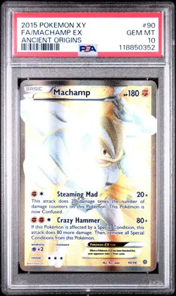 2015 Pokemon XY F.A./ Machamp EX Ancient Origins #90 PSA 10 - Image 1
