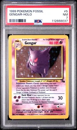 1999 POKEMON FOSSIL #5 GENGAR-HOLO PSA 7 - Image 1