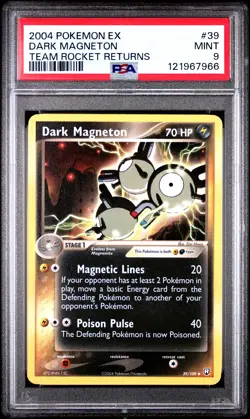 2004 POKEMON EX TEAM ROCKET RETURNS #39 DARK MAGNETON PSA 9 - Image 1