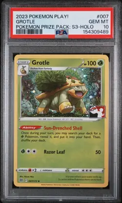 2023 POKEMON PLAY! POKEMON PRIZE PACK: SERIES 3 HOLO #007 GROTLE PSA 10 - Image 1