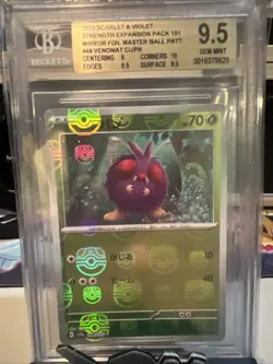 Venonat 048/165 Master Ball Foil Pokemon Japanese 151 2023 SV2a BGS 9.5 PSA - Image 1