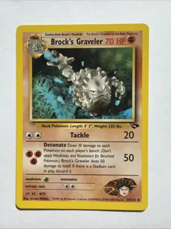 Brock's Graveler 34/132 Gym Challenge Regular LP Unlimited Pokemon - Image 1