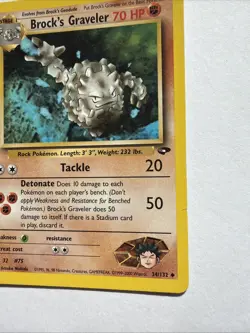 Brock's Graveler 34/132 Gym Challenge Regular LP Unlimited Pokemon - Image 4