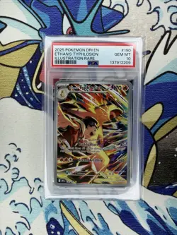 2025 POKEMON DESTINED RIVALS ILLUSTRATION RARE #190 ETHAN'S TYPHLOSION PSA 10 - Image 1