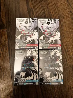 [Lot Of 4] Pokemon TCG 2x Black Bolt And 2x White Flare Sealed Booster Bundles - Image 1
