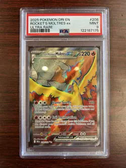 Team Rocket’s Moltres EX 208/182 Ultra Rare Destined Rivals Pokemon TCG PSA 9 - Image 1