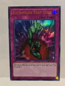 YUGIOH BOTTOMLESS TRAP HOLE BLRR 1ST EDITION ULTRA LIGHT PLAYED - Image 2