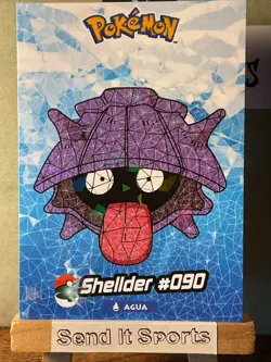 Pokemon Nintendo Crystal Card Collection Shellder #090 Stained Glass Holo - Image 1