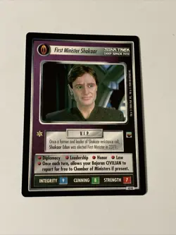 Star Trek CCG Personnel Bajoran First Minister Shakaar Black Boarder Card - Image 1