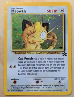 Pokemon Meowth 10/53 Holo Black Star Promo TCG Card WotC 2000 English ENG ✨ - Image 1