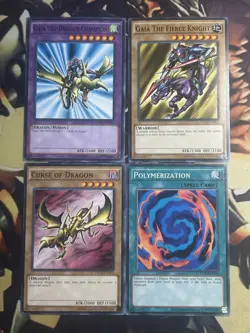 Yugioh: Gaia the Dragon Champion + Polymerization 4 Card ICONIC Fusion Set YGLD - Image 1
