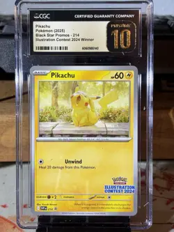 Pokemon CGC Pristine 10 Pikachu Illustration Contest 2024 Promo Card #214 - Image 1