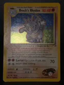 Brock's Rhydon 2/132 WOTC Gym Heroes Rare Unlimited Holo Holo Pokemon Card MP - Image 2