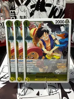 Bandai One Piece Card Game Monkey.D.Luffy OP10-111 Foil 3 Cards Bundle - Image 1