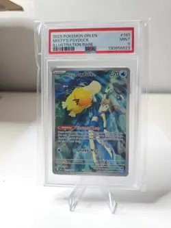 Pokemon TCG Misty's Psyduck Illustration Card 193/182, Destined Rivals, PSA 9 - Image 1