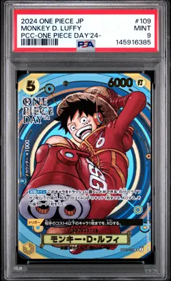 2024 ONE PIECE JPN PREM CARD COLL ONE PIECE DAY '24 #109 MONKEY D. LUFFY PSA 9 - Image 1