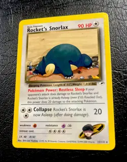 Rocket's Snorlax 33/132 Rare Gym Heroes Pokemon Card. 90HP. 2000 Wizards - Image 2