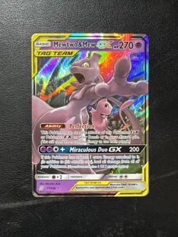Pokemon TCG Mewtwo & Mew GX Full Art Holo Card 71/236 Unified Minds Near Mint!! - Image 1