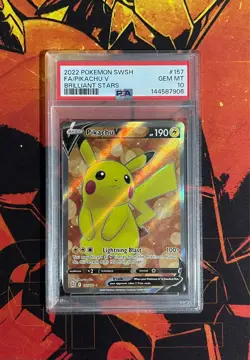 Pokemon TCG - Pikachu V (Full Art) 157/172 Swsh09: Brilliant Stars Holo PSA 10 - Image 1