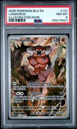 2025 POKEMON BLK EN-BLACK BOLT ILLUSTRATION RARE #131 LANDORUS PSA 8 - Image 1