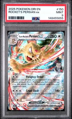 2025 POKEMON DRI EN-DESTINED RIVALS #150 TEAM ROCKET'S PERSIAN EX PSA 9 - Image 1
