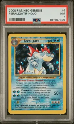 2000 POKEMON NEO GENESIS #4 FERALIGATR-HOLO PSA 7 - Image 1