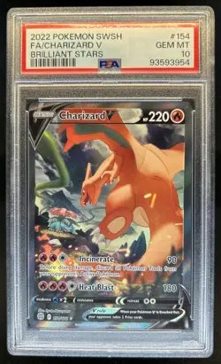 2022 Pokemon SWSH Brilliant Stars Charizard V #154/172 PSA 10 GEM MINT - Image 1