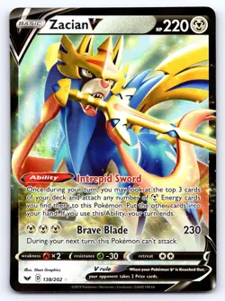 Zacian V 138/202 Holo V Rare Sword & Shield Near Mint - Image 1
