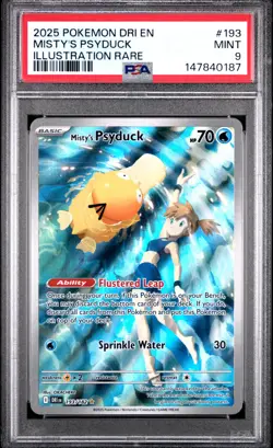 2025 POKEMON DRI EN-DESTINED RIVALS ILLUSTRATION RARE #193 MISTY'S PSYDUCK PSA 9 - Image 1
