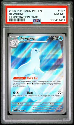2025 POKEMON PFL EN-PHANTASMAL FLAMES ILLUSTRATION RARE #097 DEWGONG PSA 8 - Image 1