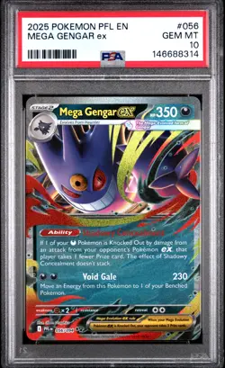 2025 POKEMON PFL EN-PHANTASMAL FLAMES #056 MEGA GENGAR EX PSA 10 - Image 1