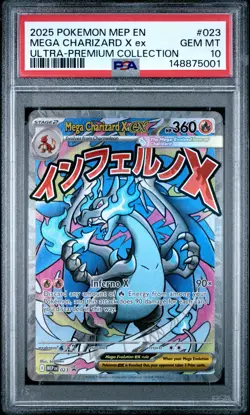 2025 POKEMON MEP EN-ME BLACK STAR PROMO #023 MEGA CHARIZARD X EX PSA 10 - Image 1