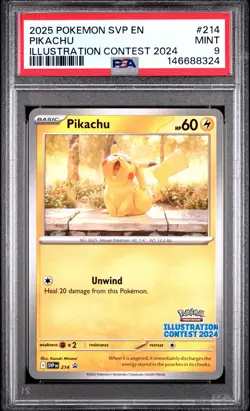 2025 POKEMON SVP EN-SV BLACK STAR PROMO ILLUSTRATION CONTEST 2024 PIKACHU PSA 9 - Image 1