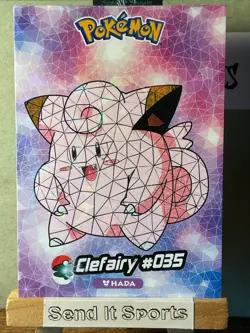 NM Pokemon Nintendo Crystal Card Collection Clefairy #035 Stained Glass Holo - Image 1